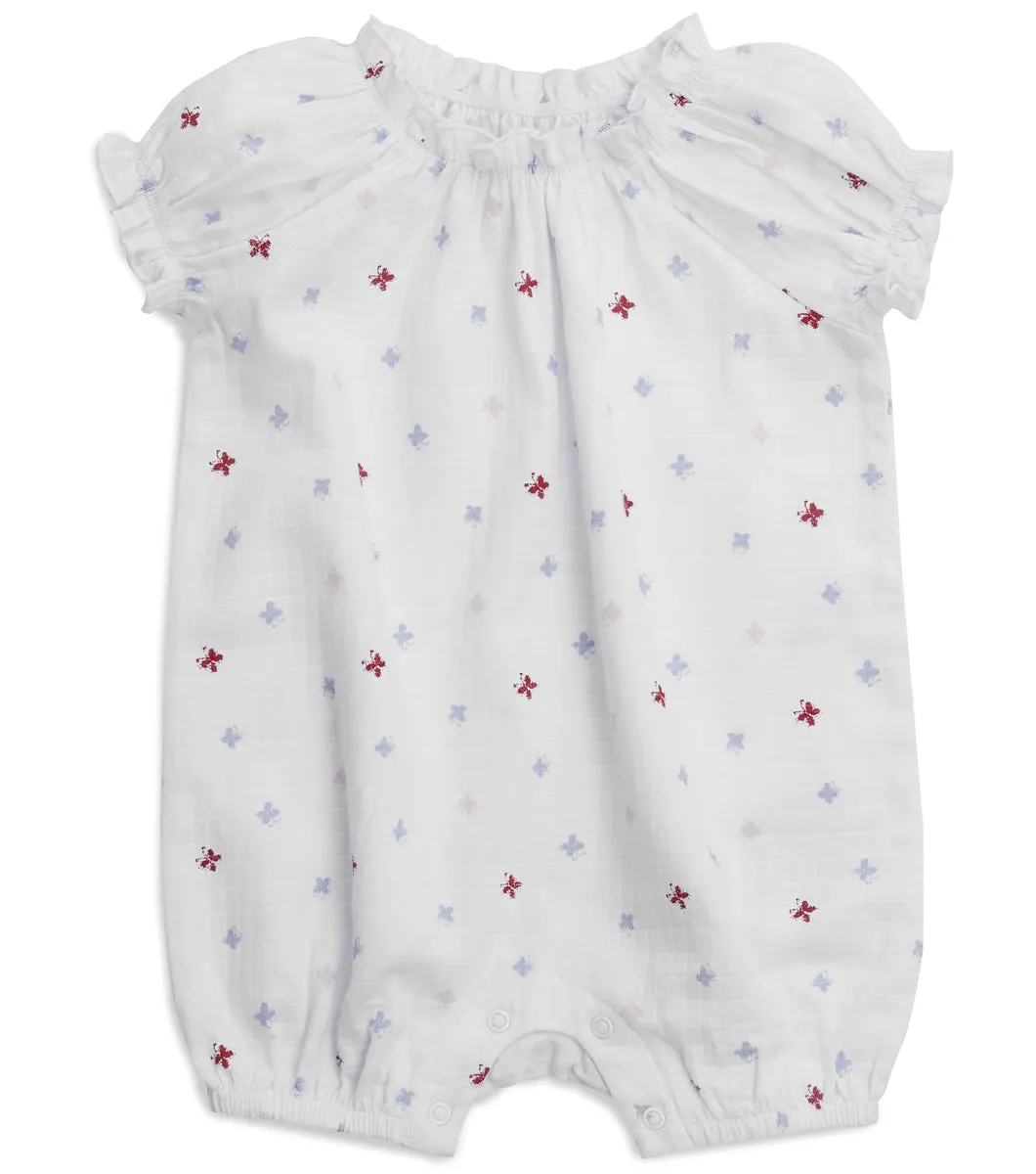 Aden   Anais Short Sleeve Gathered Romper - Butterfly (6-9 Months)