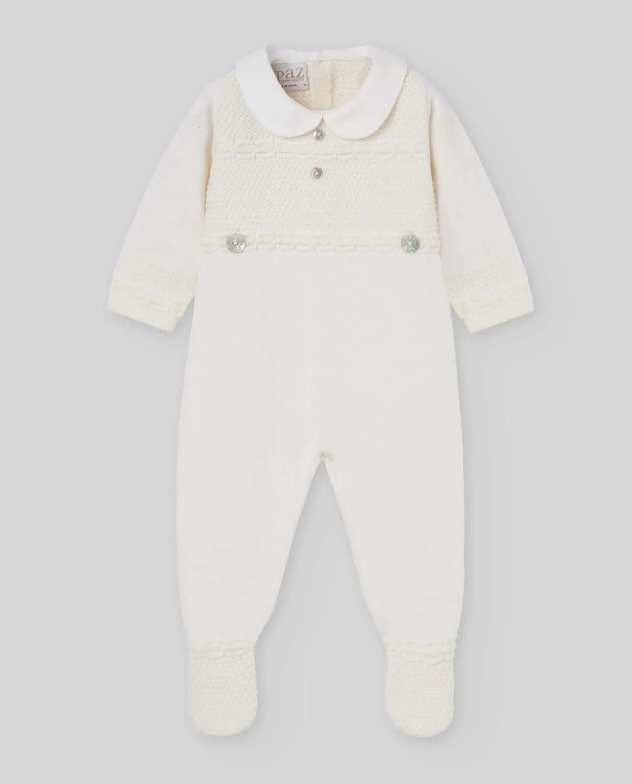 Baby Boys Cream Knitted Babygrow