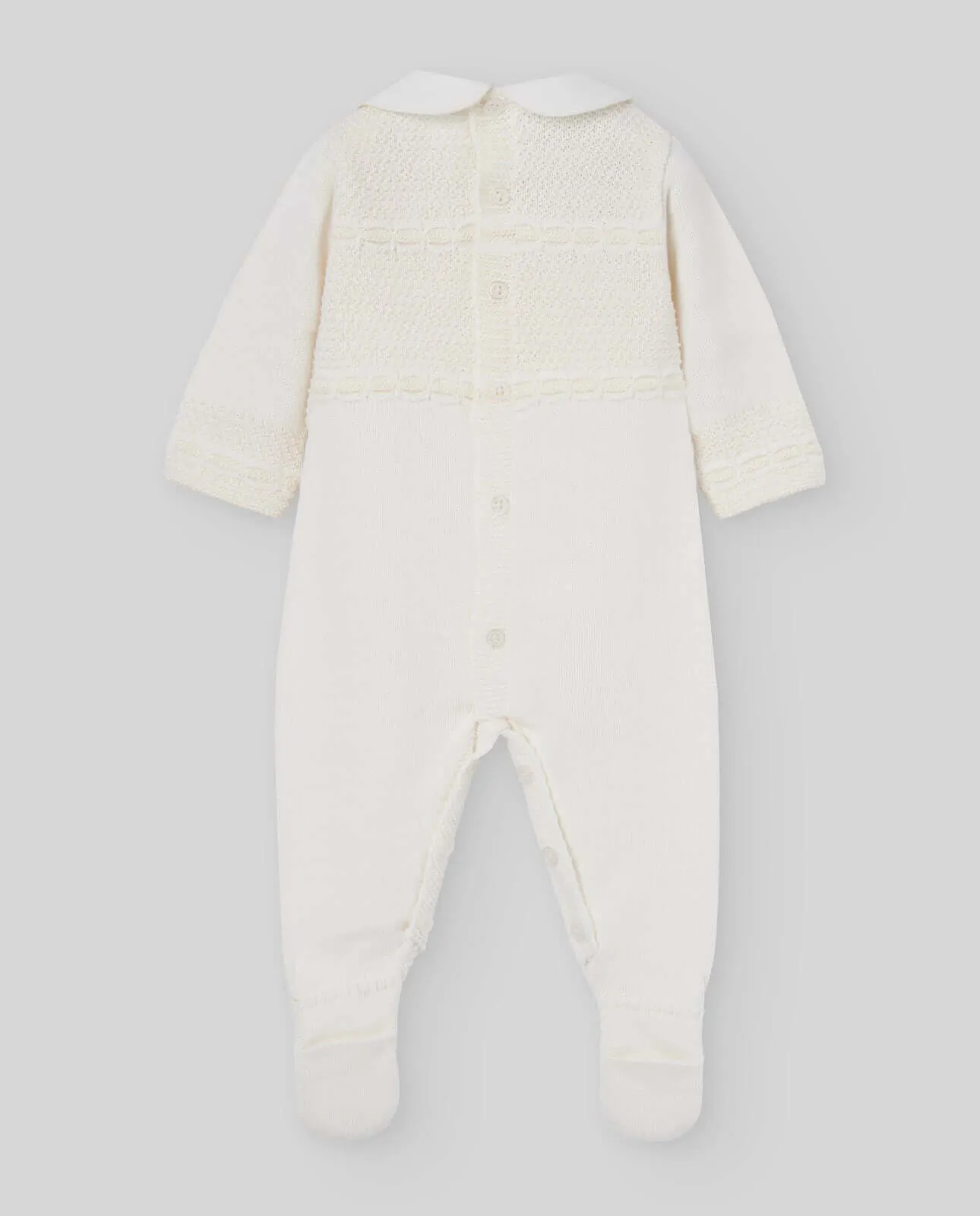 Baby Boys Cream Knitted Babygrow