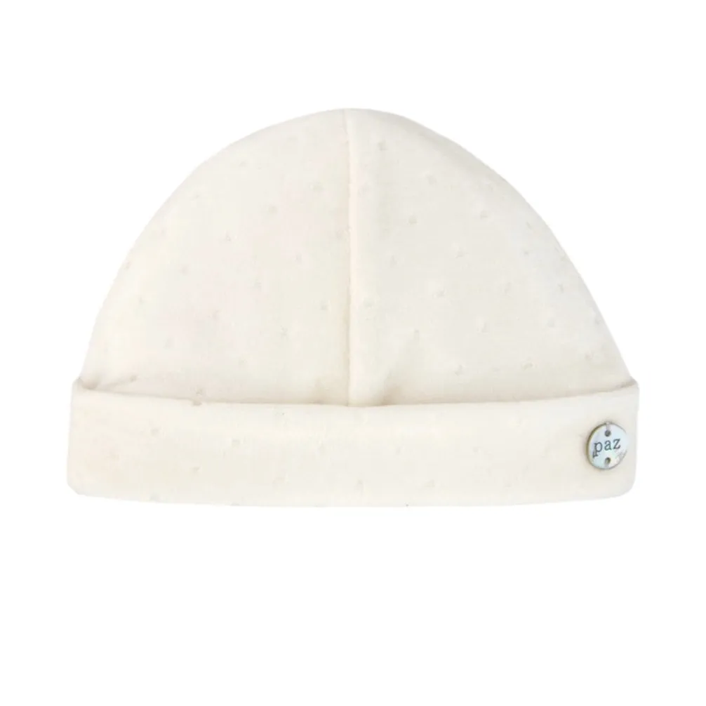 Baby Girls Cream Velour Babygrow with Hat & Bib