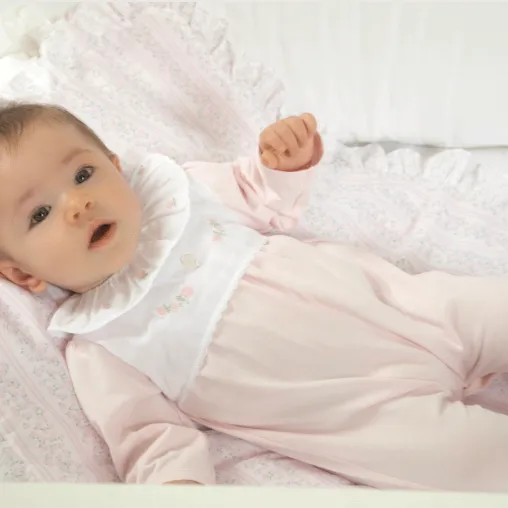Baby Girls Pink Frill Babygrow