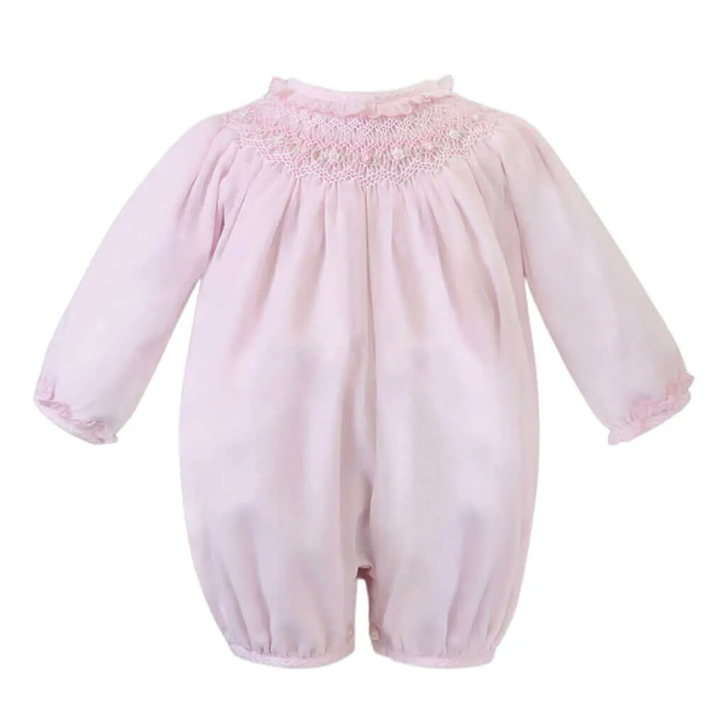 Baby Girls Pink Smocked Romper