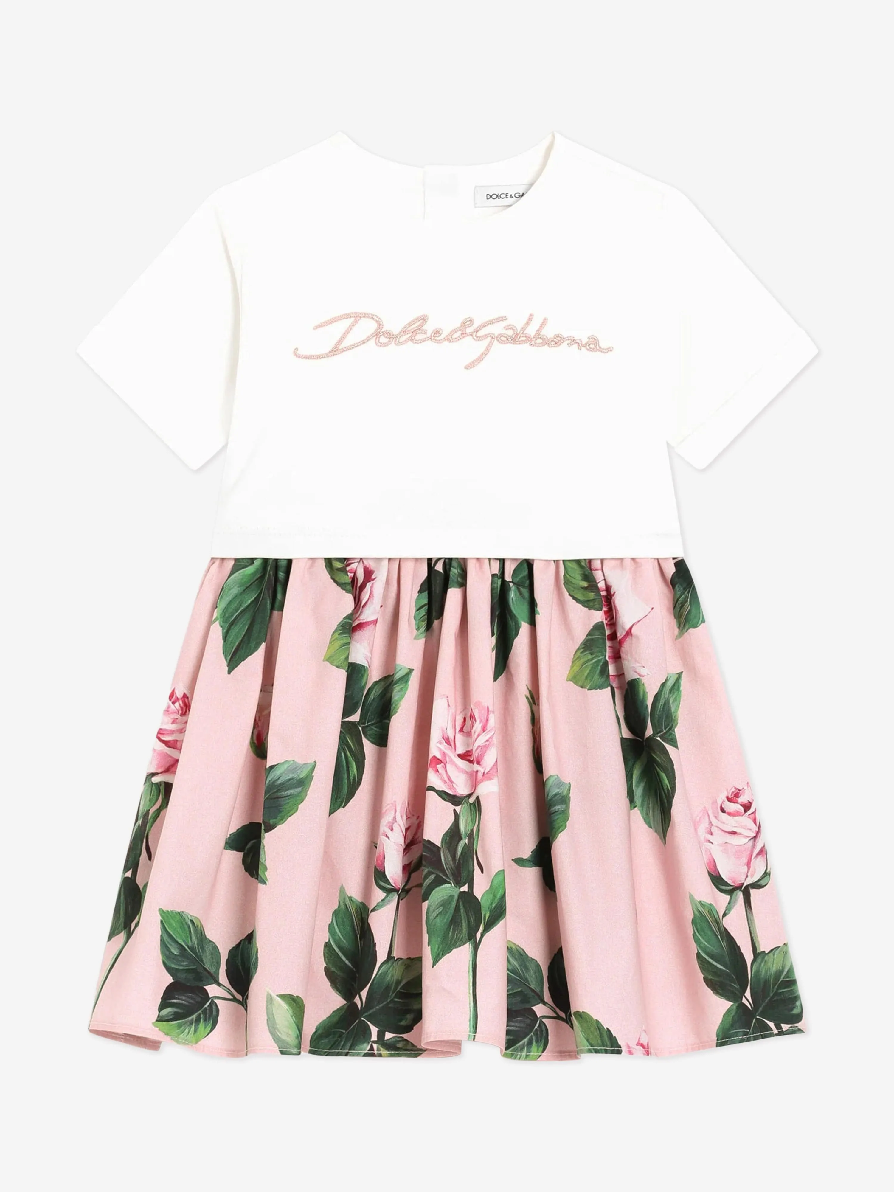 Baby Girls Rose Print Dress Set in Pink