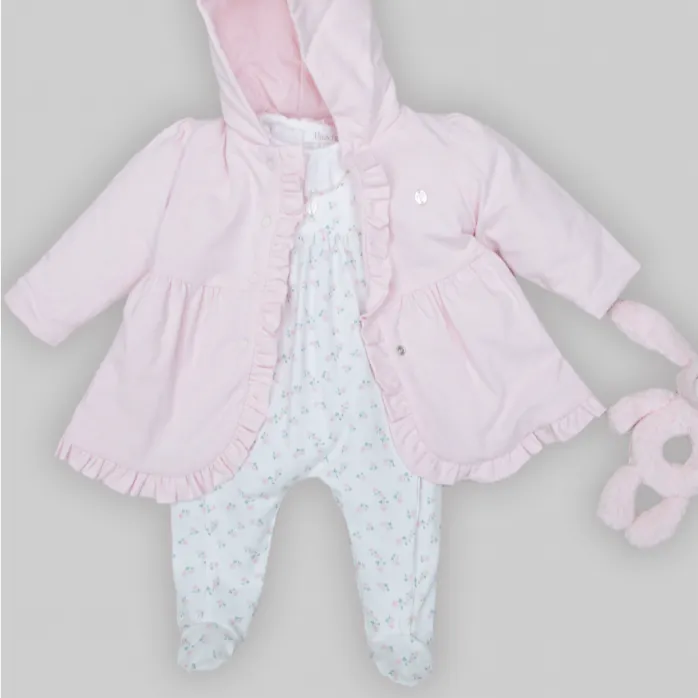 Baby Girls White Floral Babygrow