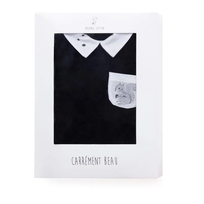 Boys Navy Squirrel Babygrow