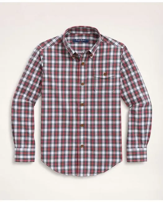 Brooks Brothers Boys Brushed Twill Stewart Tartan Sport Shirt Multicolor Brooks Brothers