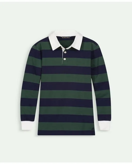 Brooks Brothers Boys Cotton Rugby Shirt Green Brooks Brothers