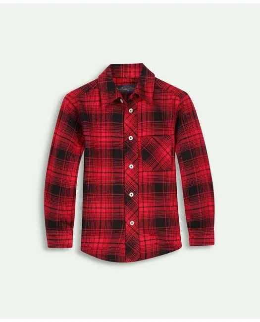Brooks Brothers Boys Flannel Large Plaid Sport Shirt Red Brooks Brothers