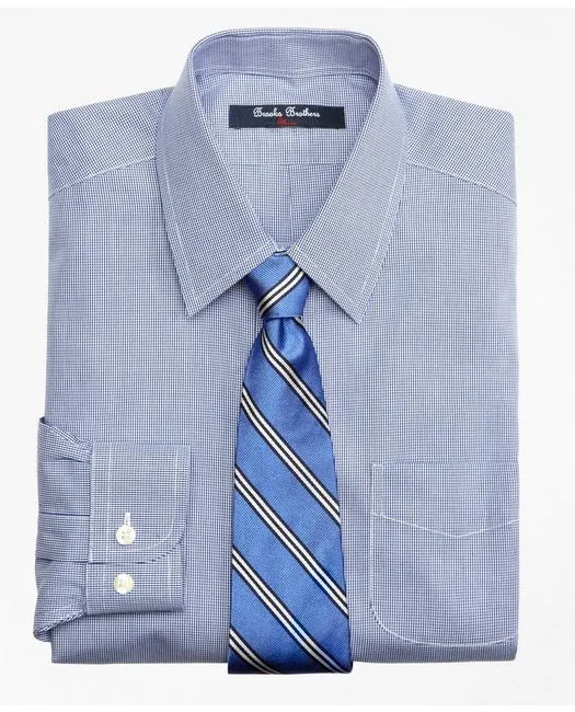 Brooks Brothers Boys Non-Iron Supima Cotton Broadcloth Houndstooth Dress Shirt Dark Blue Brooks Brothers