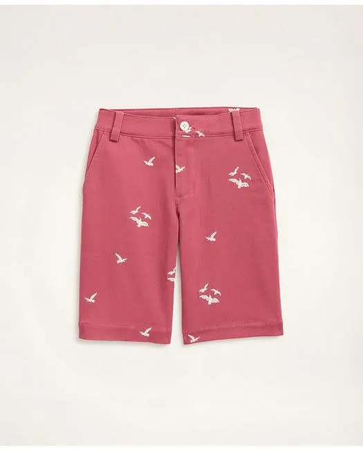 Brooks Brothers Boys Stretch Cotton Seagull Embroidered Chino Shorts Red Brooks Brothers