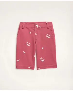 Brooks Brothers Boys Stretch Cotton Seagull Embroidered Chino Shorts Red Brooks Brothers