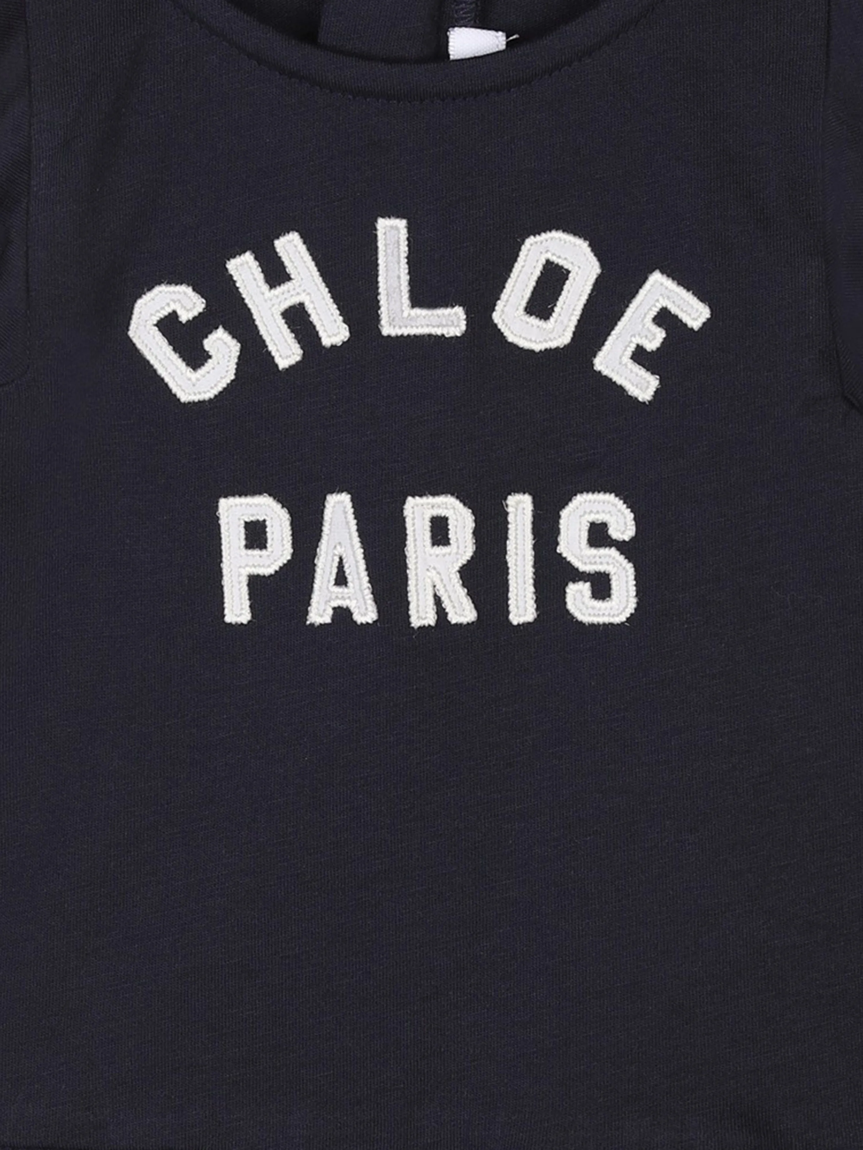Chloé Baby Girls Paris Logo Jersey Dress in Navy