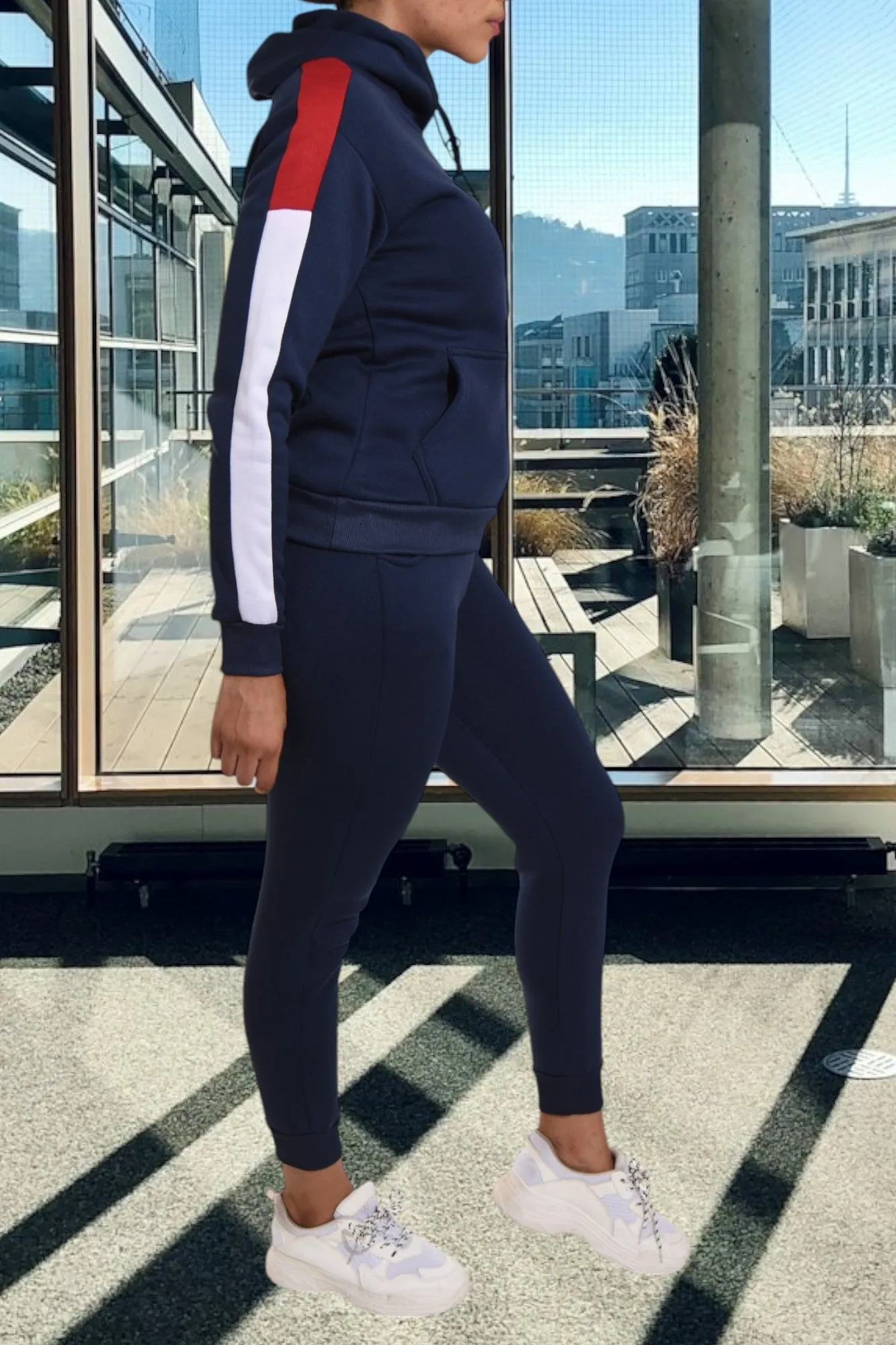 Color Block Fleece Navy Tracksuit