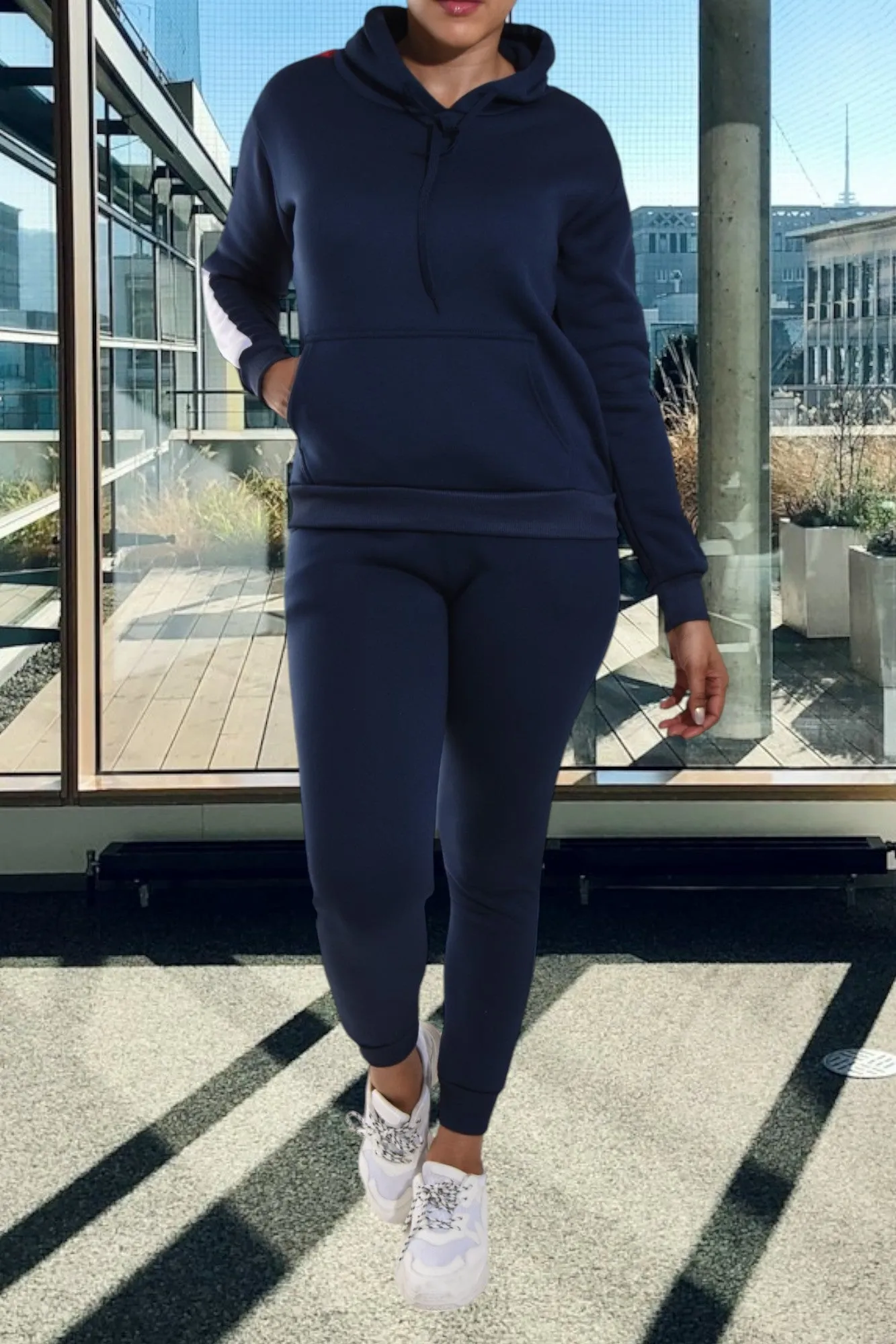 Color Block Fleece Navy Tracksuit