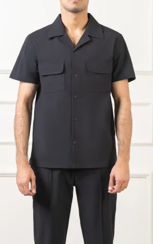 CUBAN COLLAR SHIRT BLACK