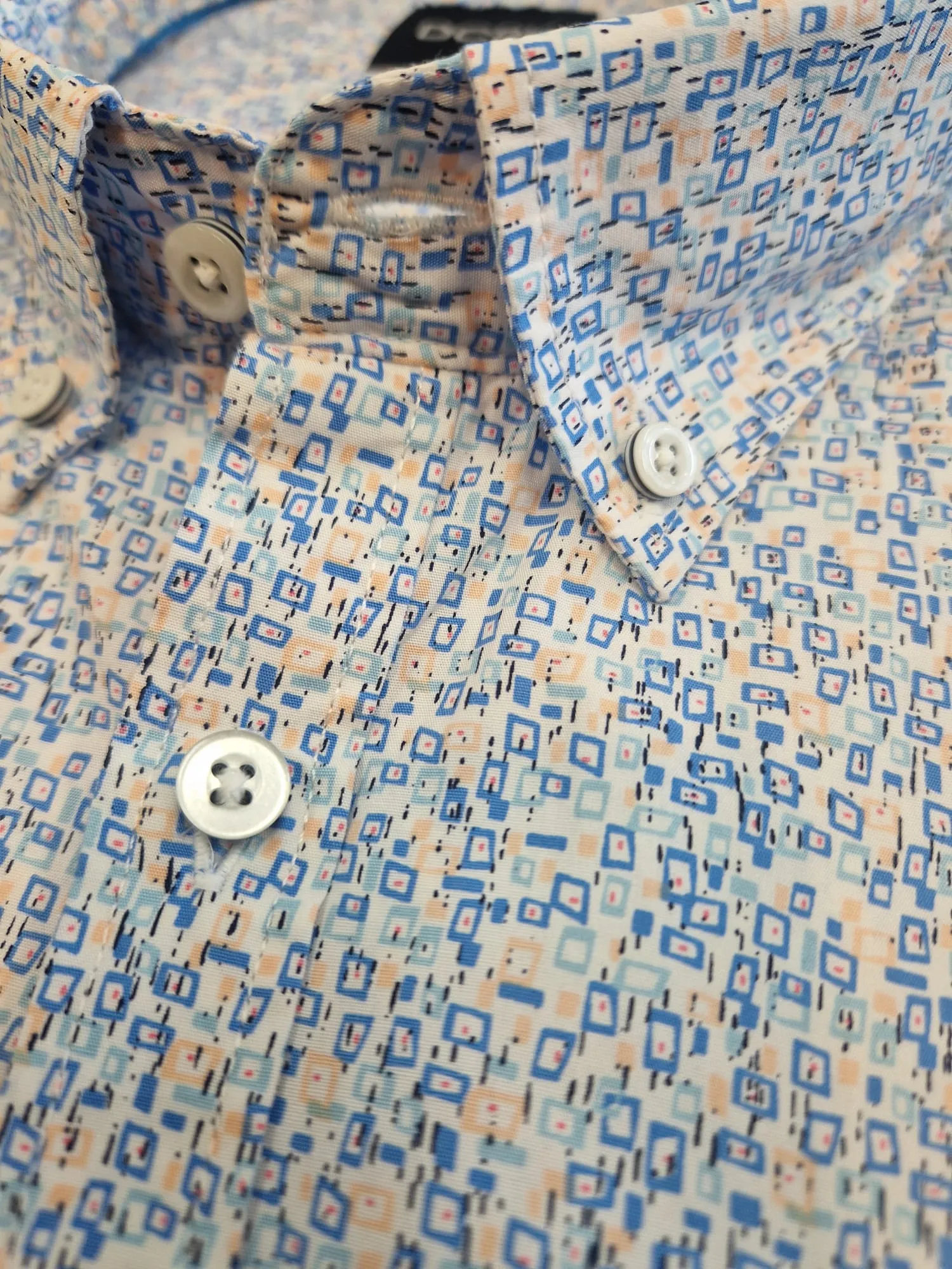 D.C.R.K. Square Pattern Print Shirt Blue