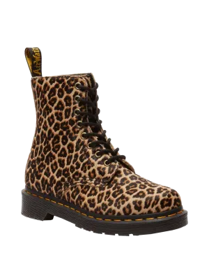 Dr Martens Shoes 1460 Smooth Mini Leopard Spot Hair On Pascal Boots in Light Tan & Black