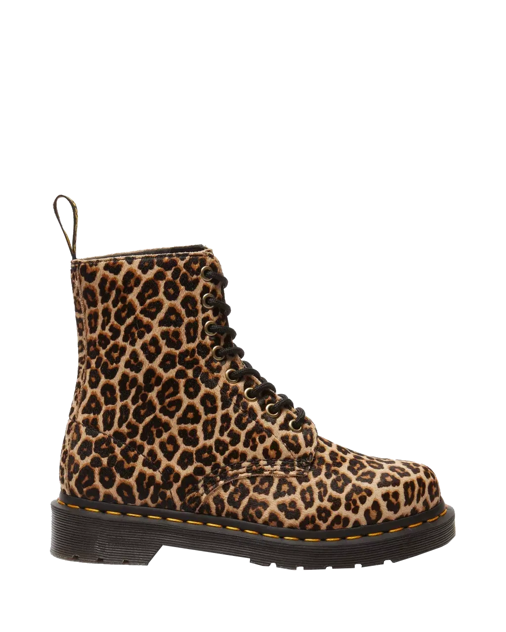 Dr Martens Shoes 1460 Smooth Mini Leopard Spot Hair On Pascal Boots in Light Tan & Black