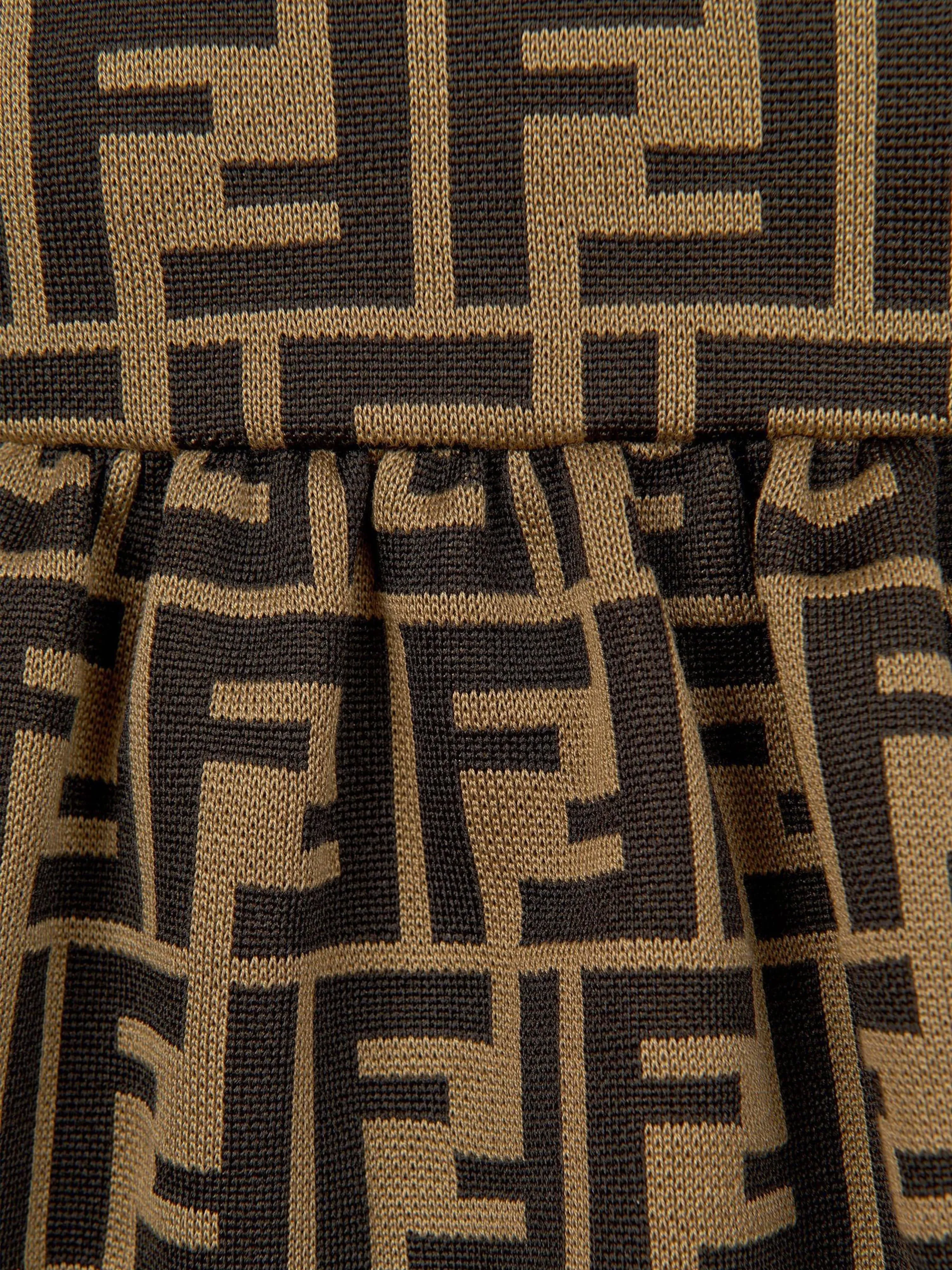 Fendi Baby Girls FF Logo Dress in Brown