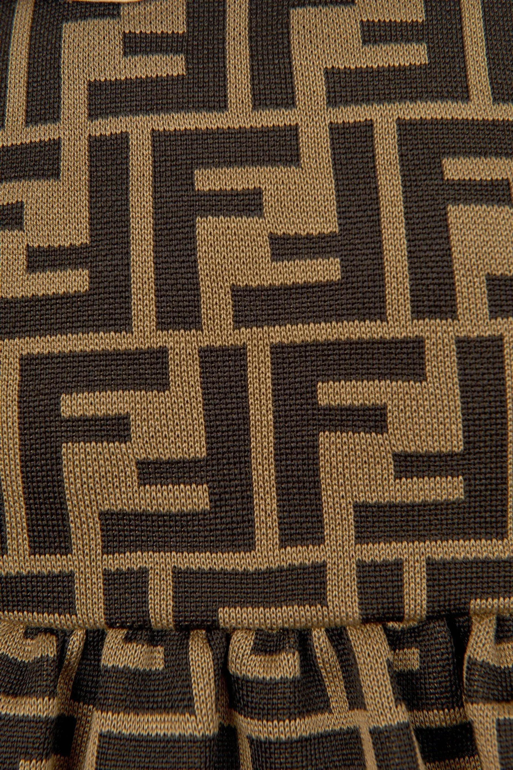 Fendi Baby Girls FF Logo Dress in Brown