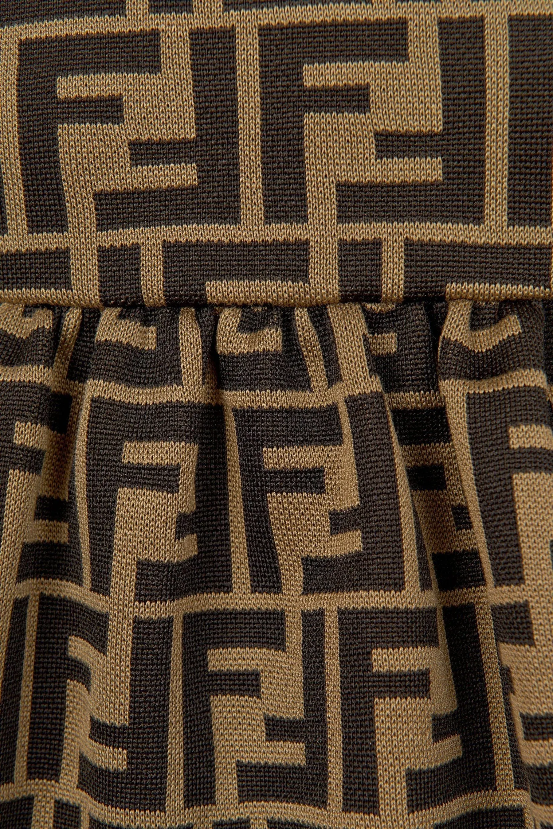 Fendi Baby Girls FF Logo Dress in Brown