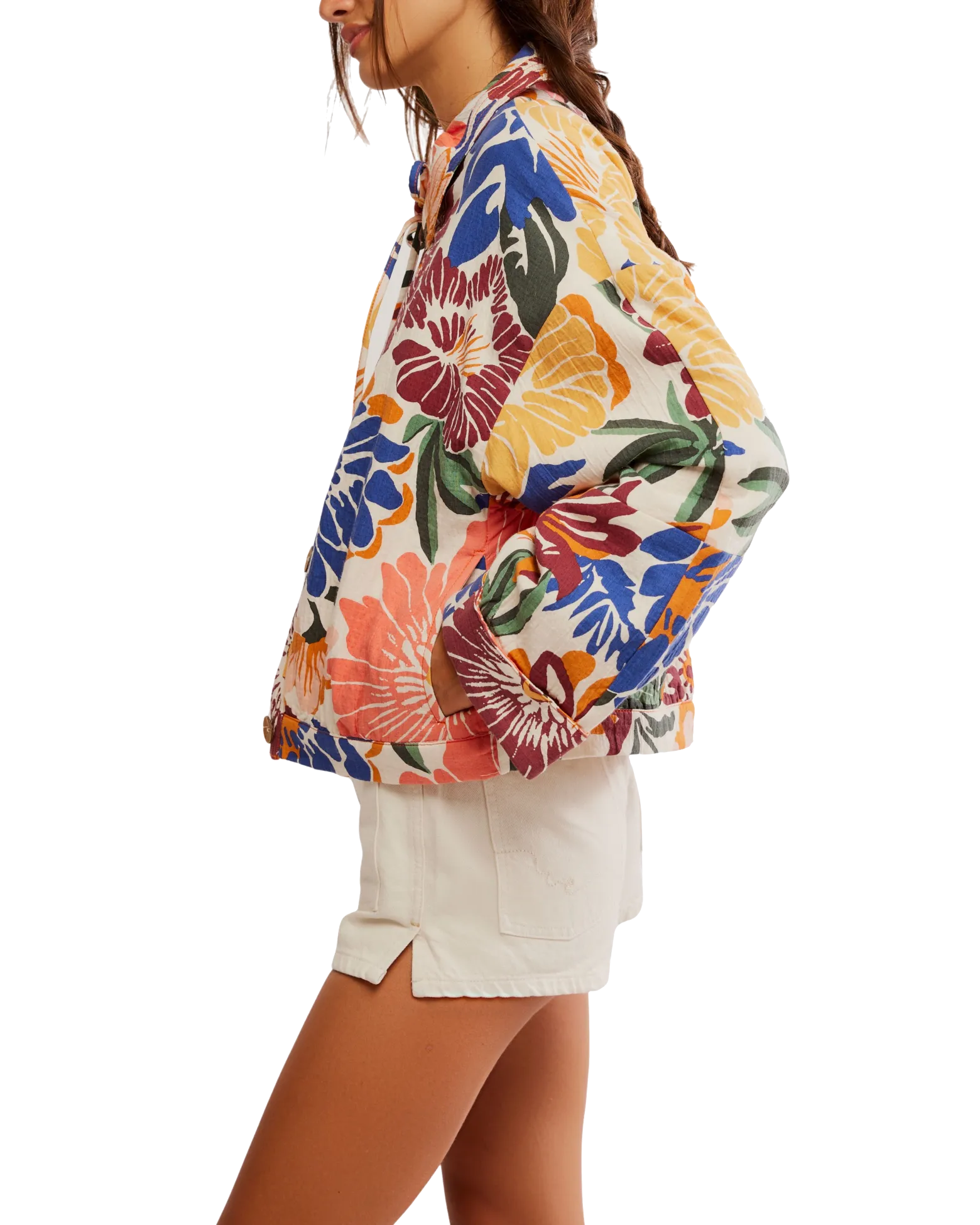 Free People Clothing Soleil Beach Jacket in Tropical Combo