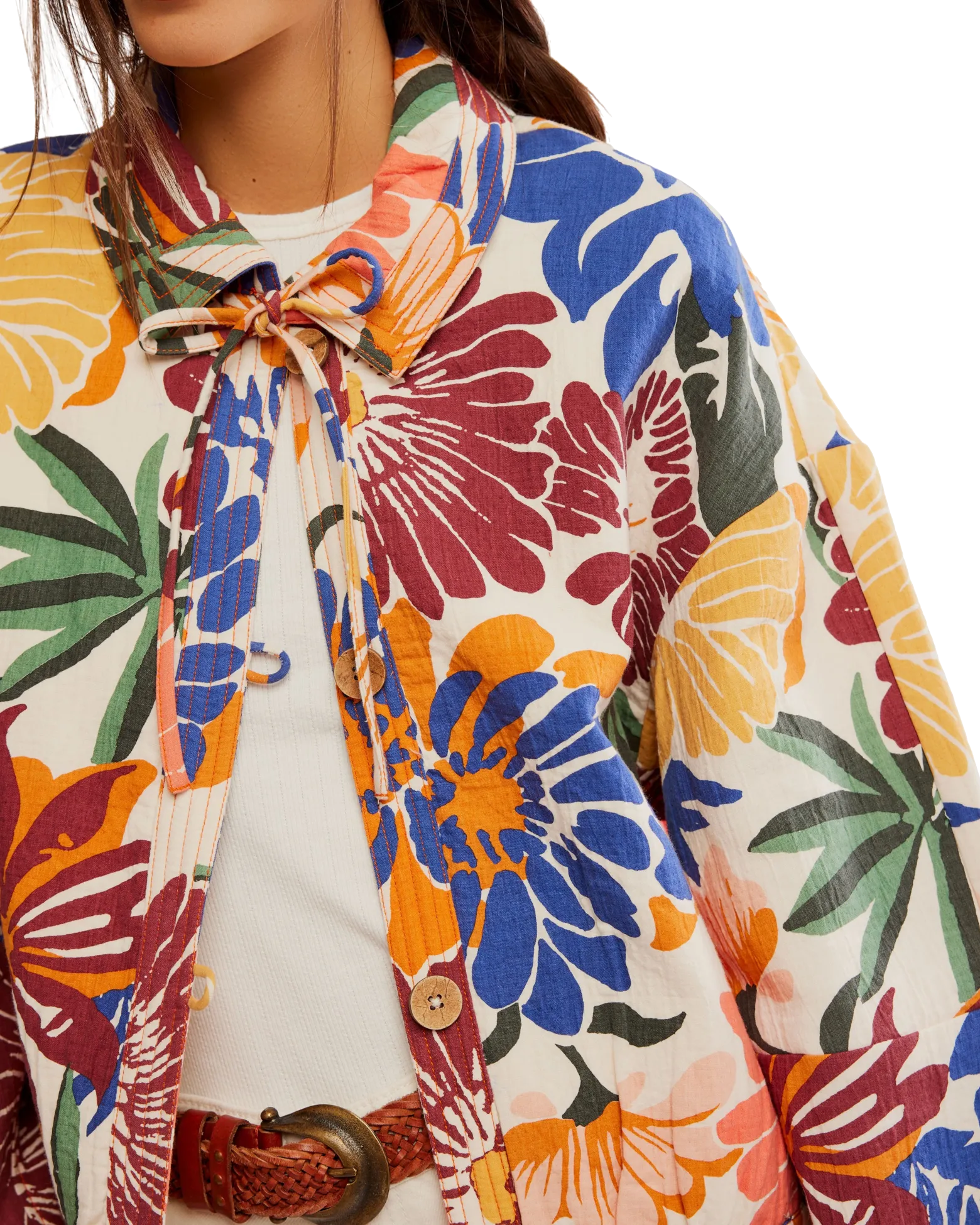 Free People Clothing Soleil Beach Jacket in Tropical Combo