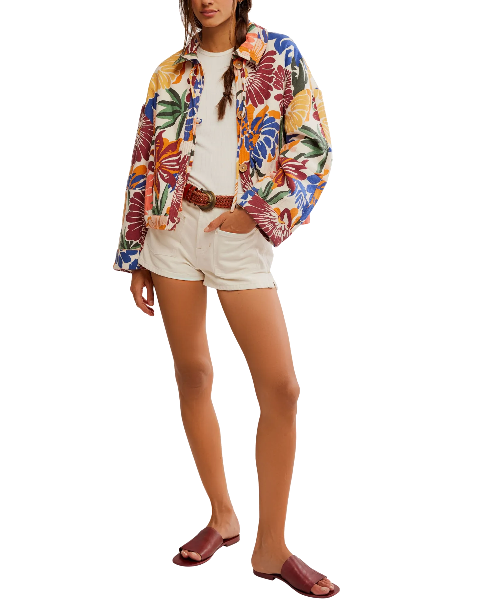Free People Clothing Soleil Beach Jacket in Tropical Combo
