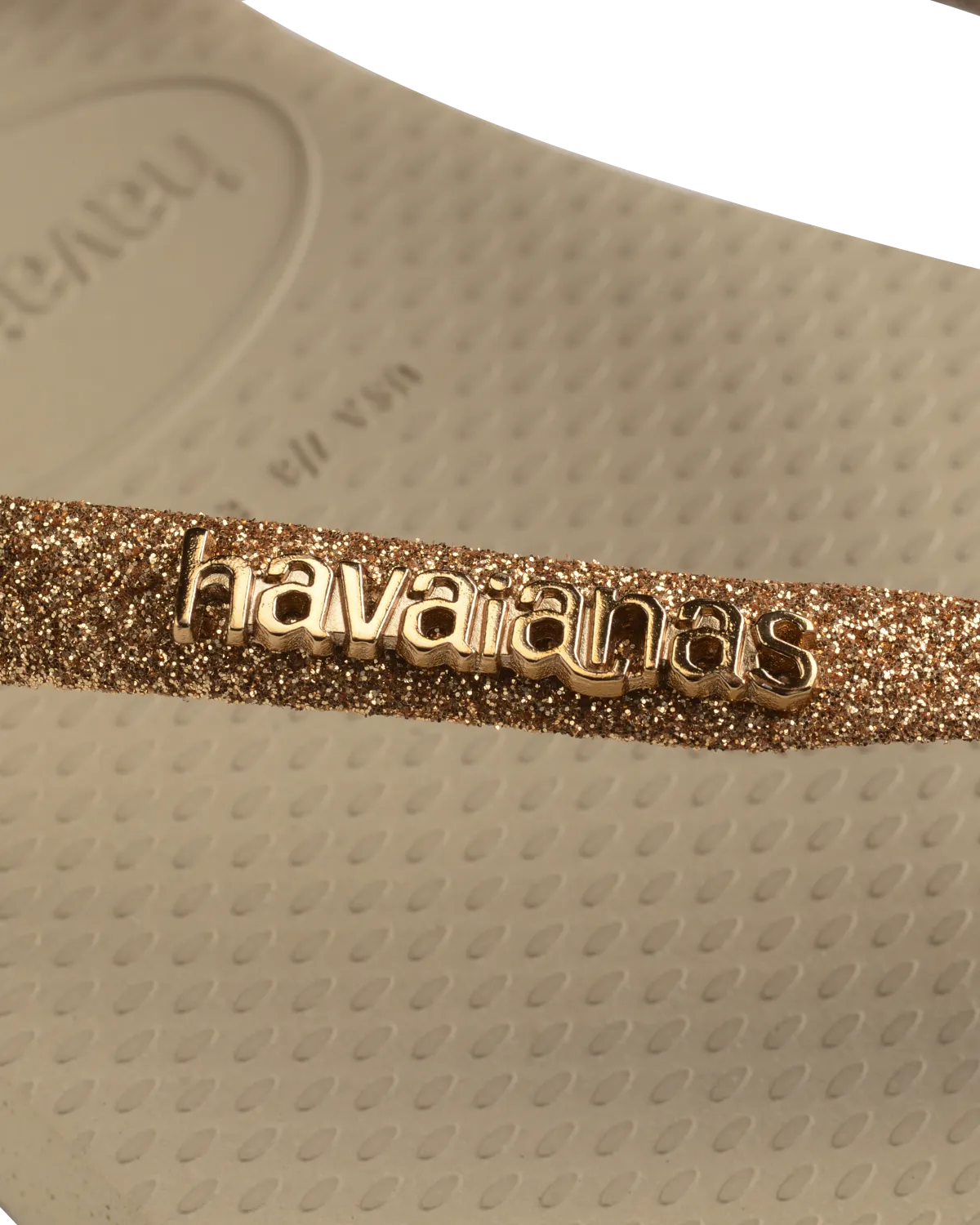Havaianas Shoes Slim Glitter II Flip Flops in Sand & Golden