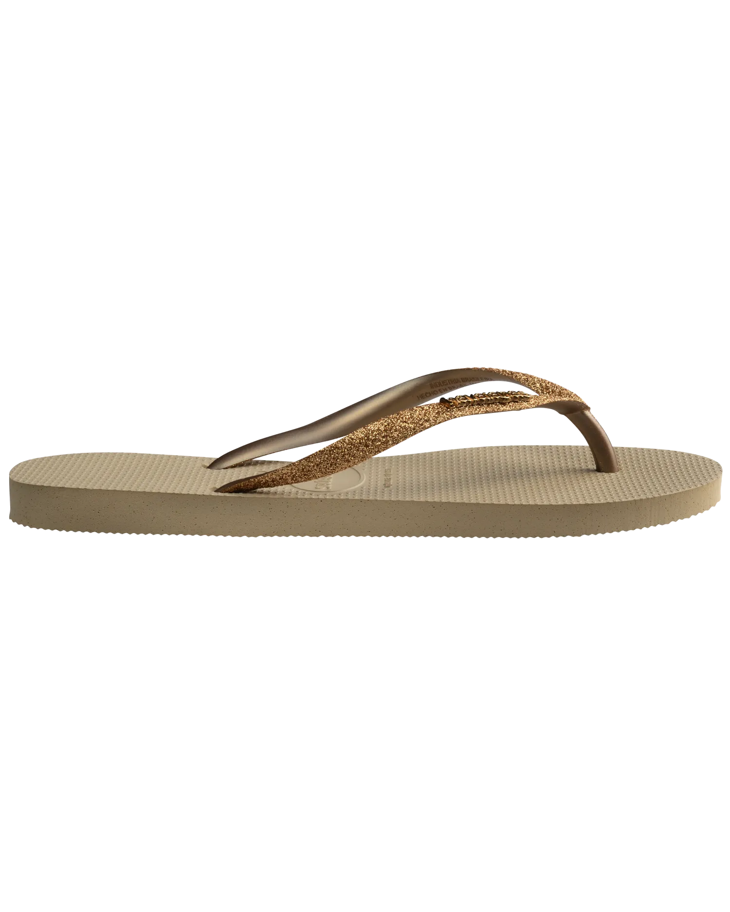 Havaianas Shoes Slim Glitter II Flip Flops in Sand & Golden
