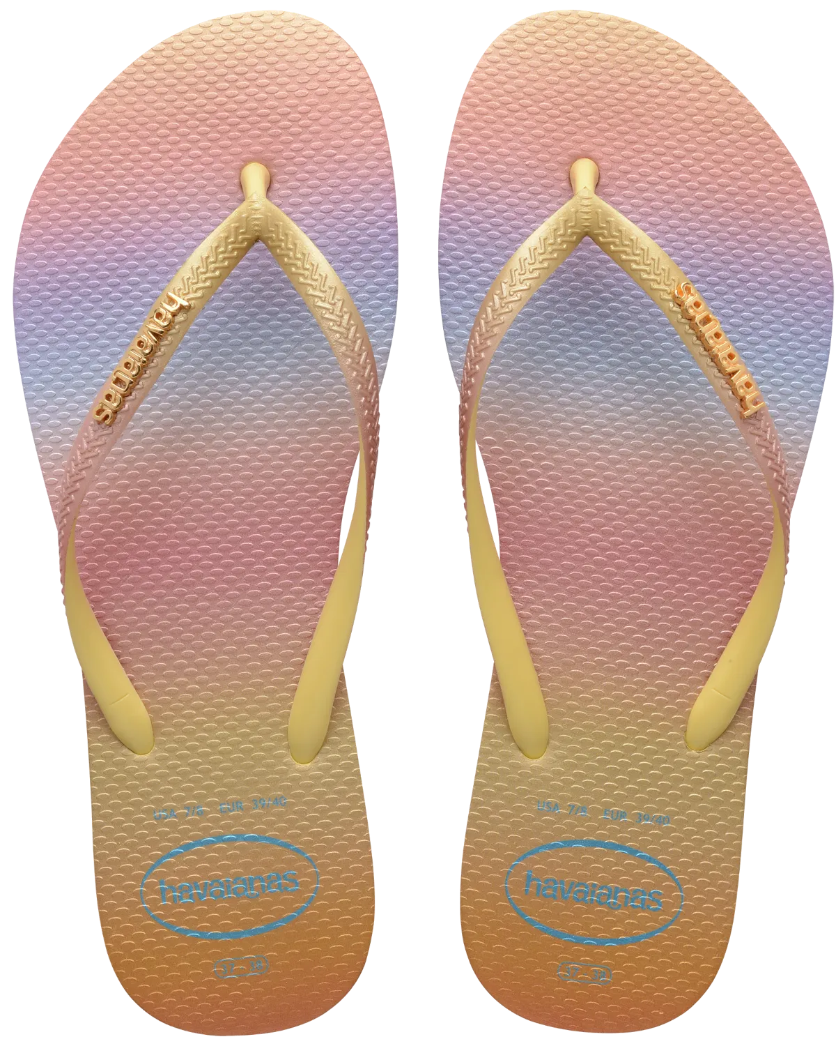 Havaianas Shoes Slim Gradient Sunset Flip Flops in Yellow Pixel