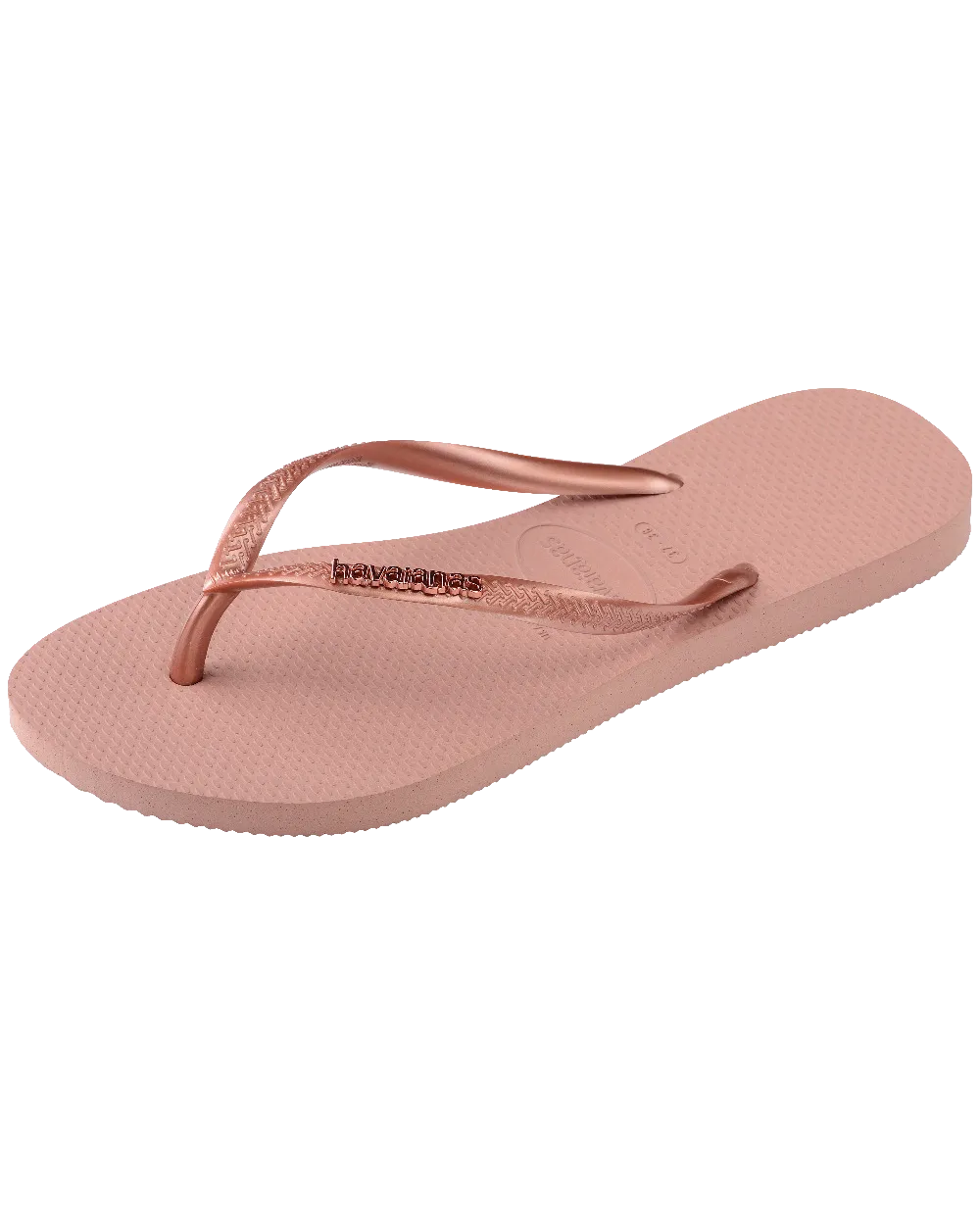 Havaianas Shoes Slim Metallic Flip Flops in Crocus Rose & Golden
