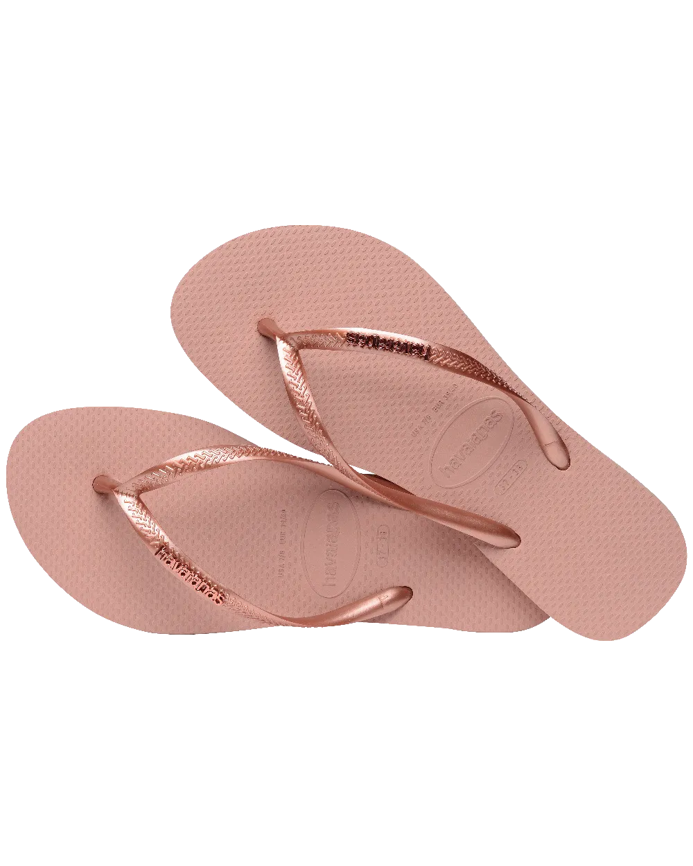 Havaianas Shoes Slim Metallic Flip Flops in Crocus Rose & Golden