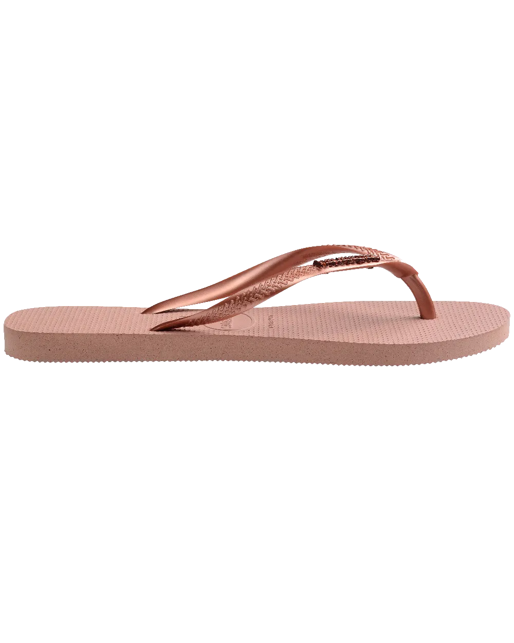 Havaianas Shoes Slim Metallic Flip Flops in Crocus Rose & Golden