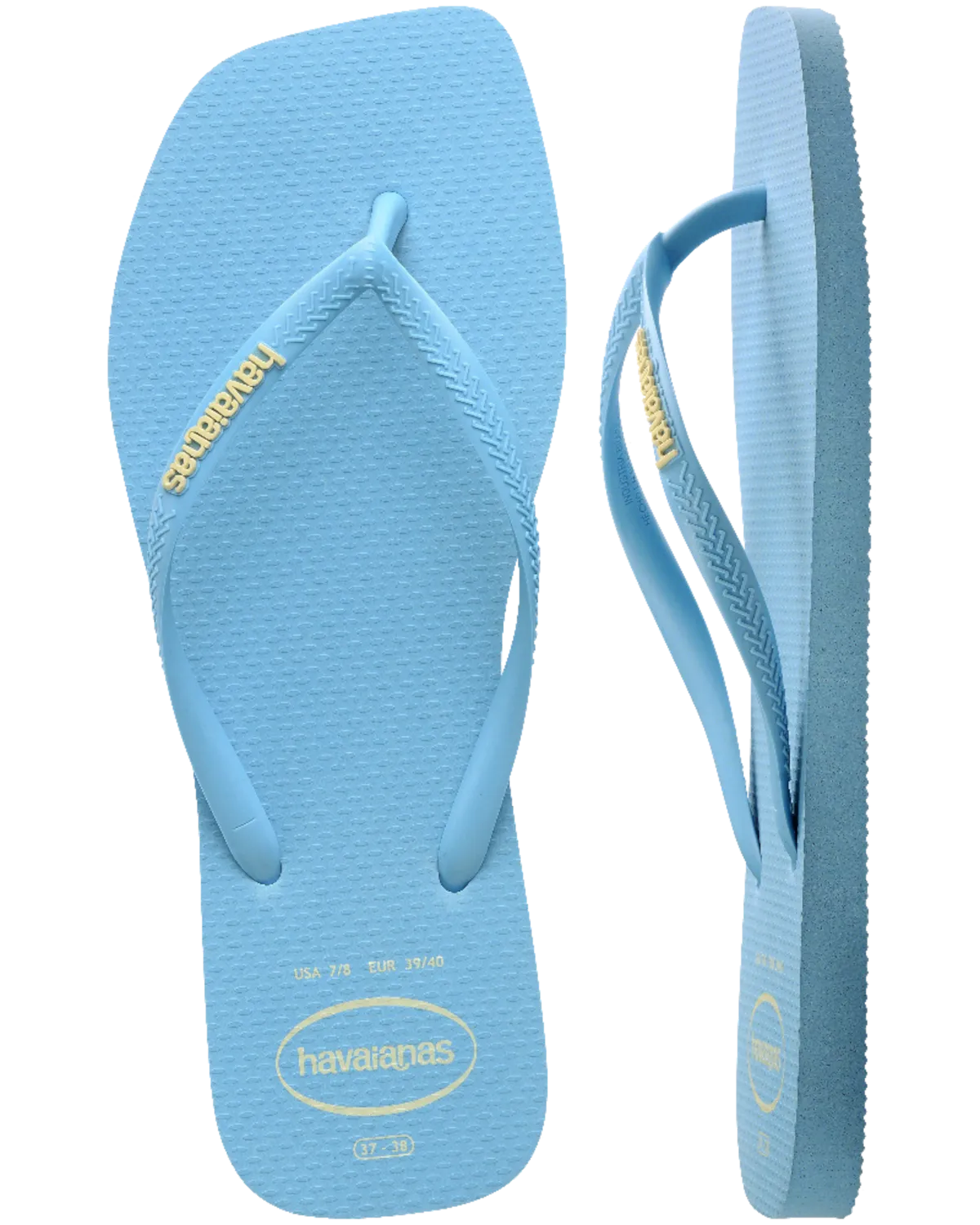 Havaianas Shoes Slim Square Logo Pop Up Flip Flops in Lavender Blue