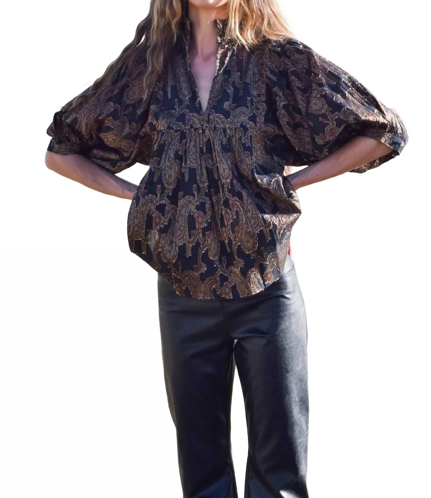 High Neck Top In Paisley