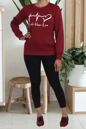 Ladies Love Maroon Sweater