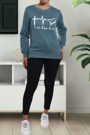 Ladies Love Teal Sweater
