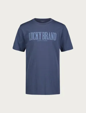 Lucky Brand Boys Lucky Logo Ss T-Shirt Open Blue/Turquoise Lucky Brand