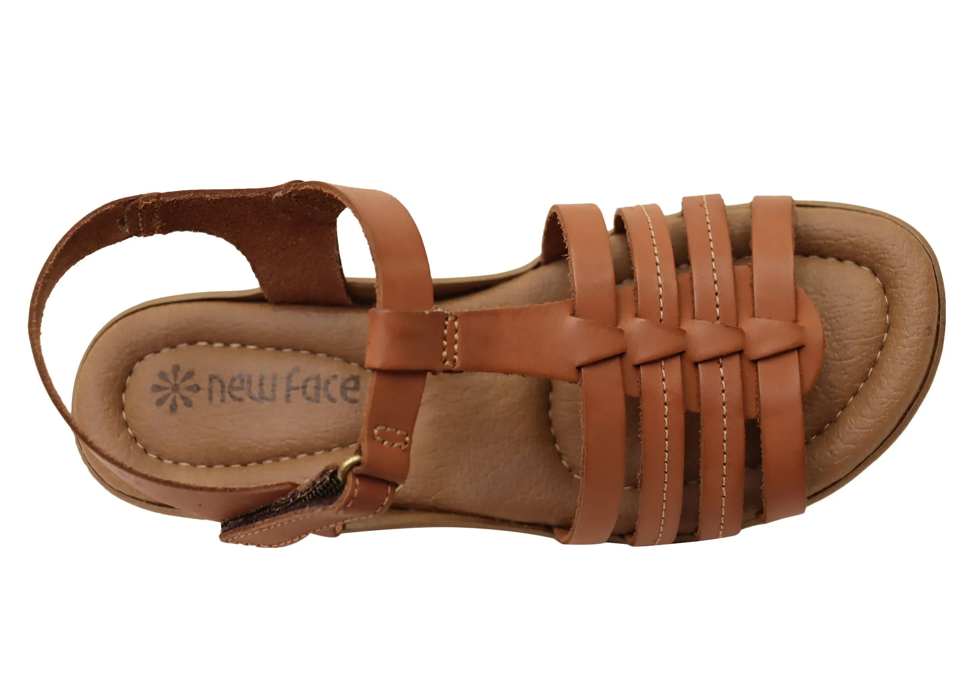 New Face Jaslyn Womens Brazilian Comfortable Leather Low Heel Sandals New Face Shoes
