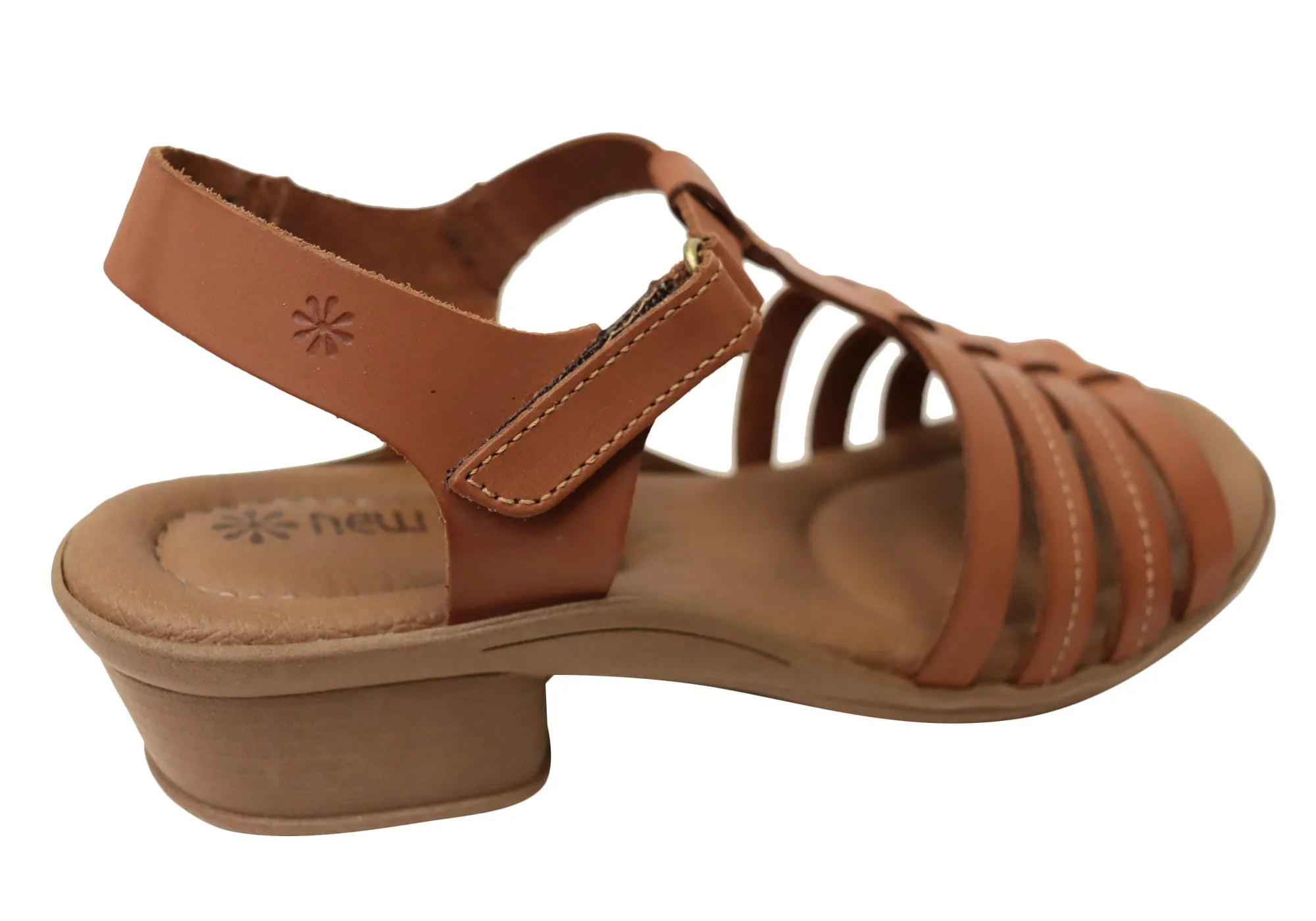 New Face Jaslyn Womens Brazilian Comfortable Leather Low Heel Sandals New Face Shoes