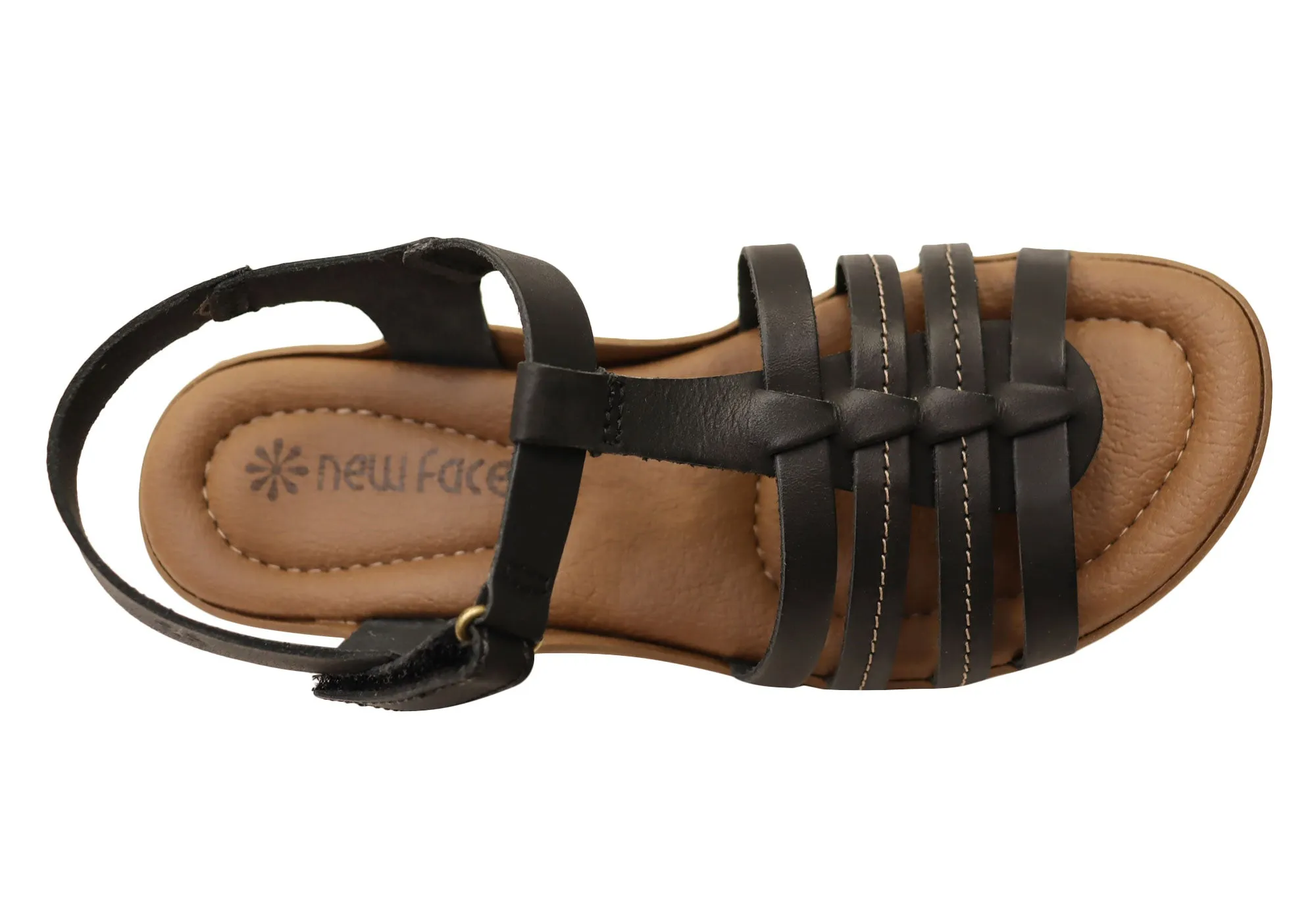 New Face Jaslyn Womens Brazilian Comfortable Leather Low Heel Sandals New Face Shoes