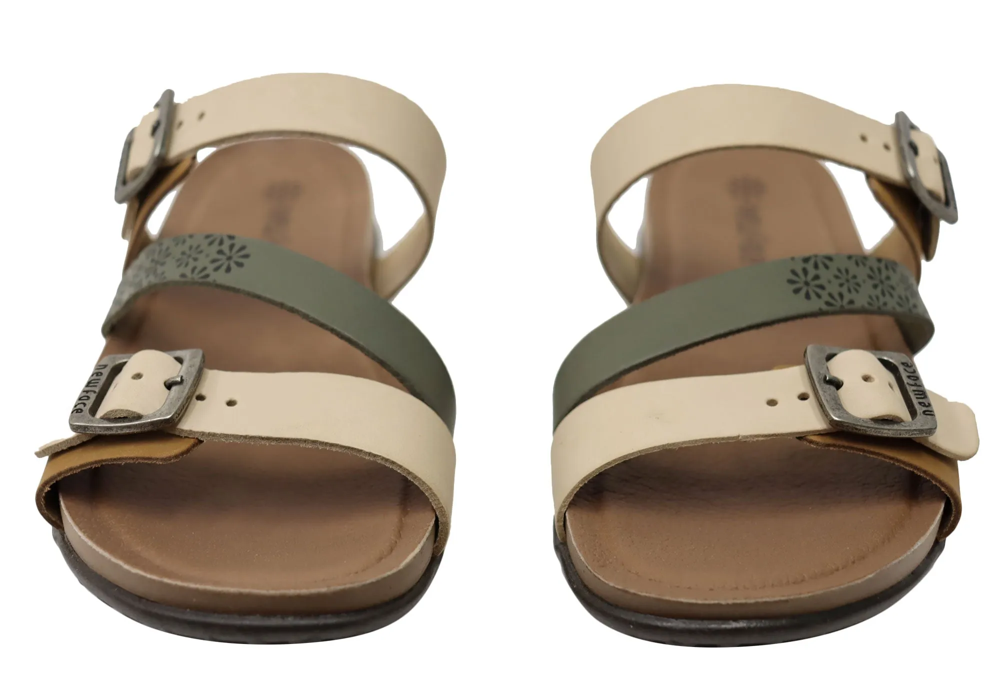 New Face Maxime Womens Comfort Leather Slides Sandals Made In Brazil New Face Shoes