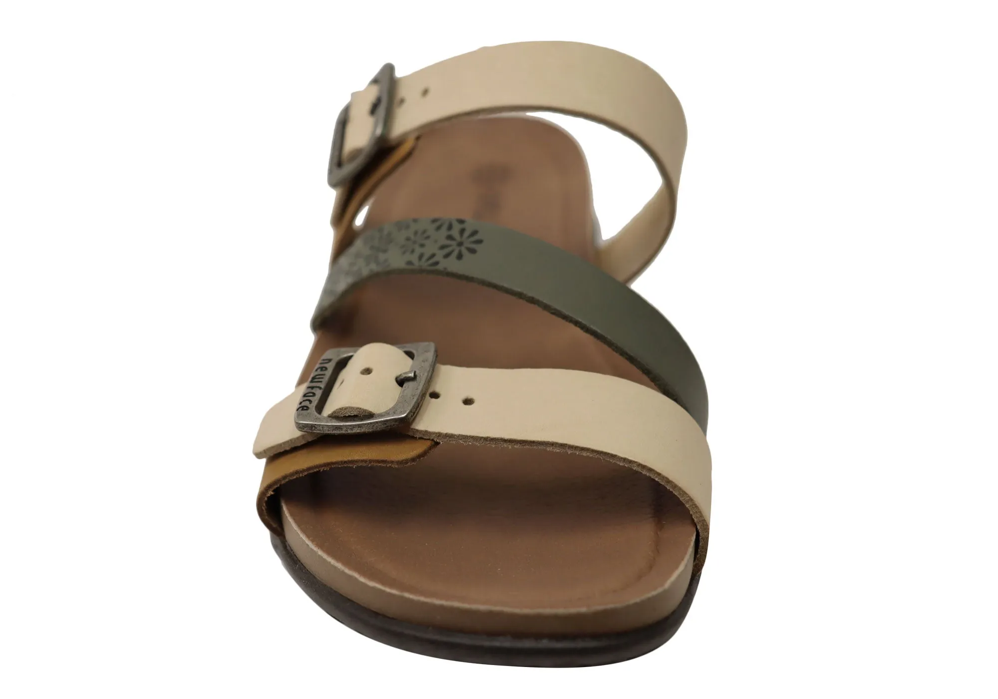 New Face Maxime Womens Comfort Leather Slides Sandals Made In Brazil New Face Shoes