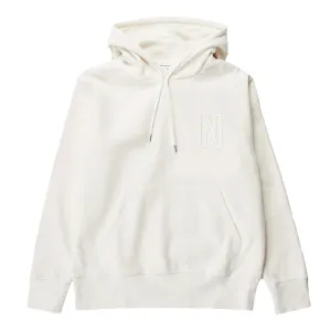 Norse Projects Arne Relaxed Organic Brushed Fleece N Logo Hoodie Ecru