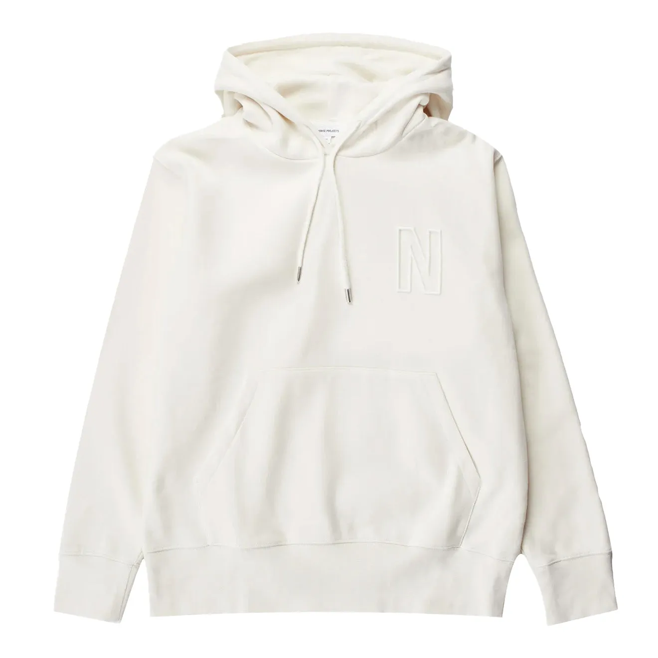Norse Projects Arne Relaxed Organic Brushed Fleece N Logo Hoodie Ecru