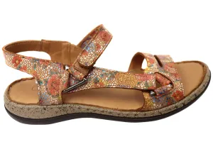 Orizonte Floral Womens Comfortable European Leather Sandals Orizonte Shoes