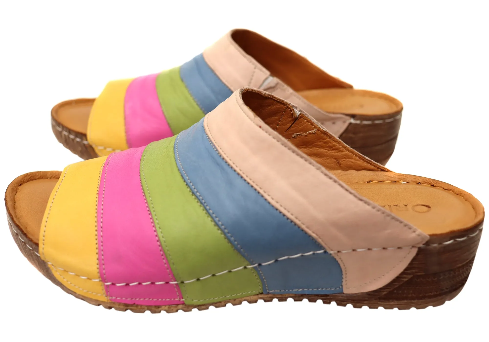 Orizonte Mimi Womens European Comfortable Leather Slides Sandals Orizonte Shoes