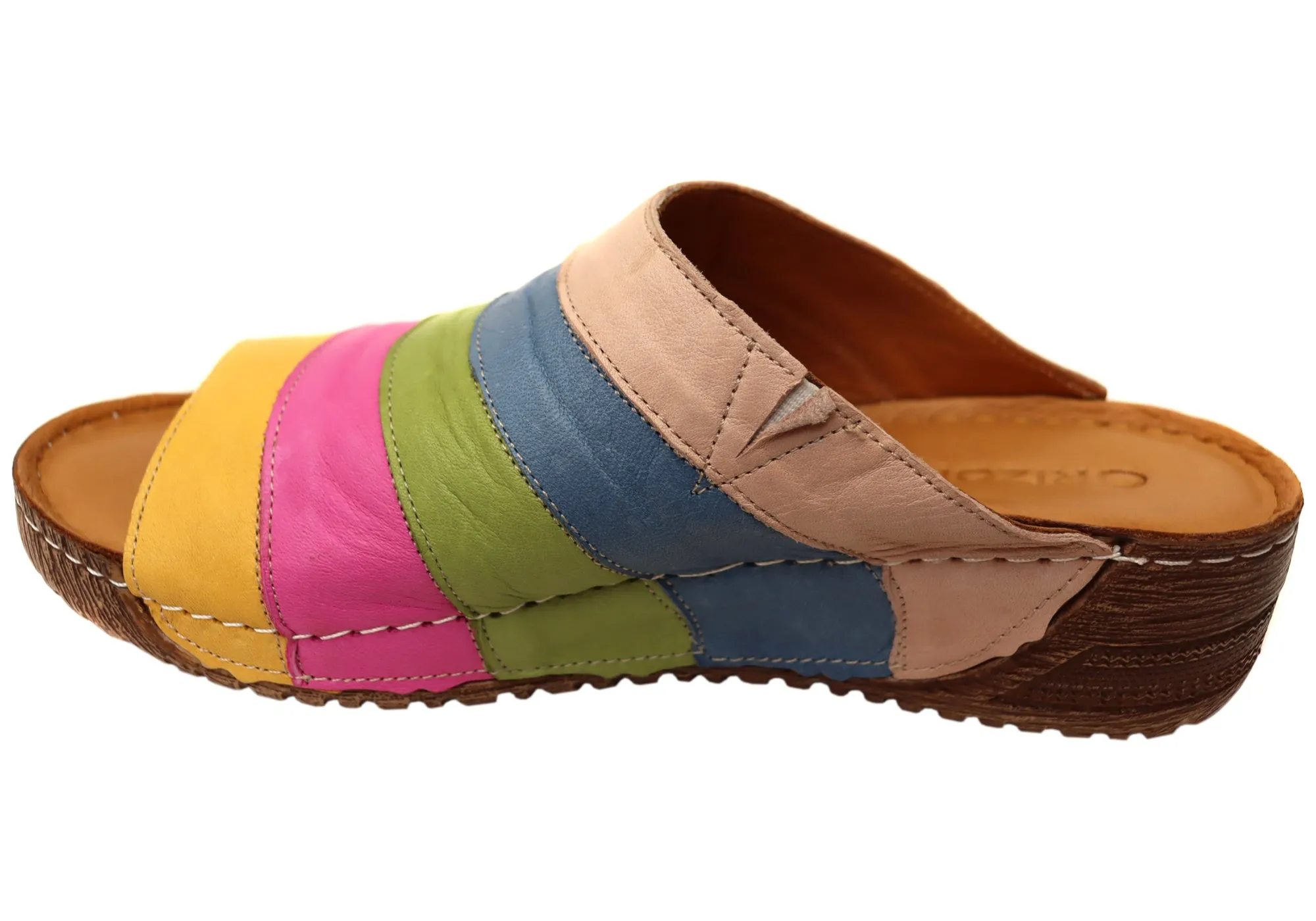 Orizonte Mimi Womens European Comfortable Leather Slides Sandals Orizonte Shoes