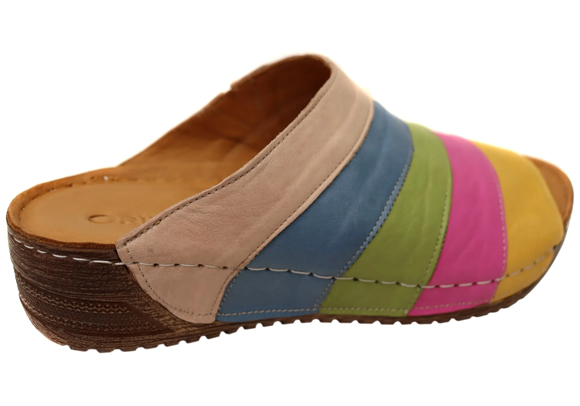 Orizonte Mimi Womens European Comfortable Leather Slides Sandals Orizonte Shoes